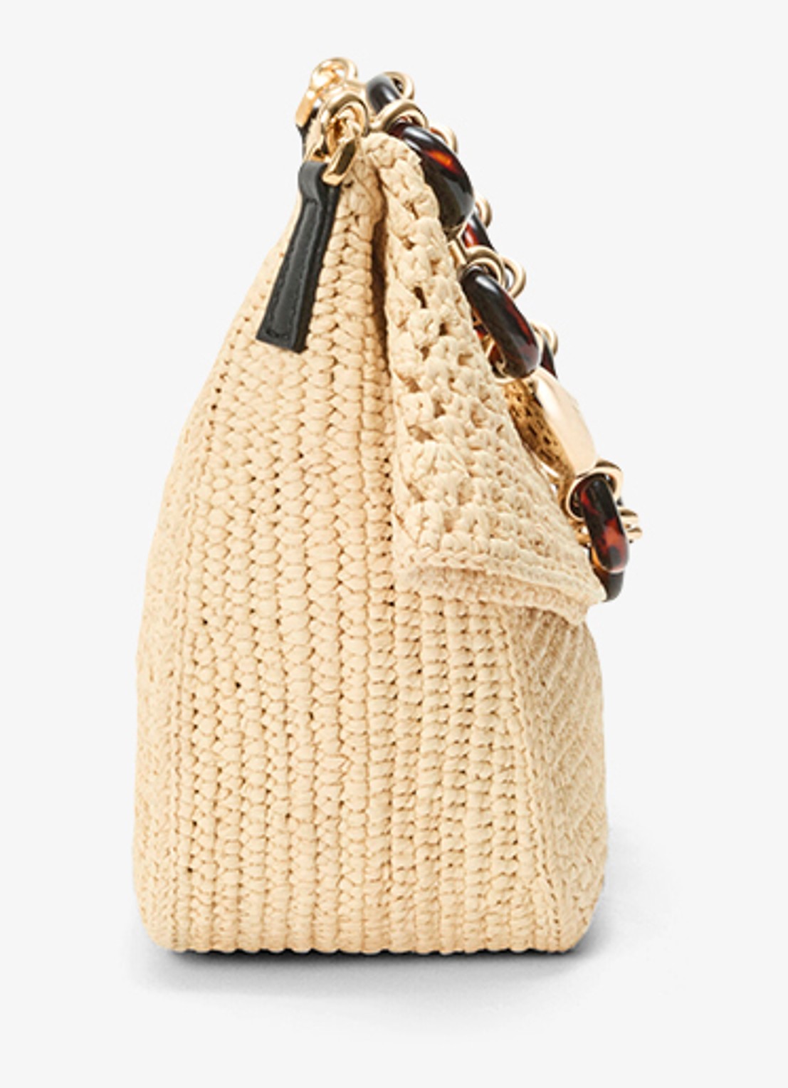 LOEWE Ola Medium schoudertas van raffia - detail beige