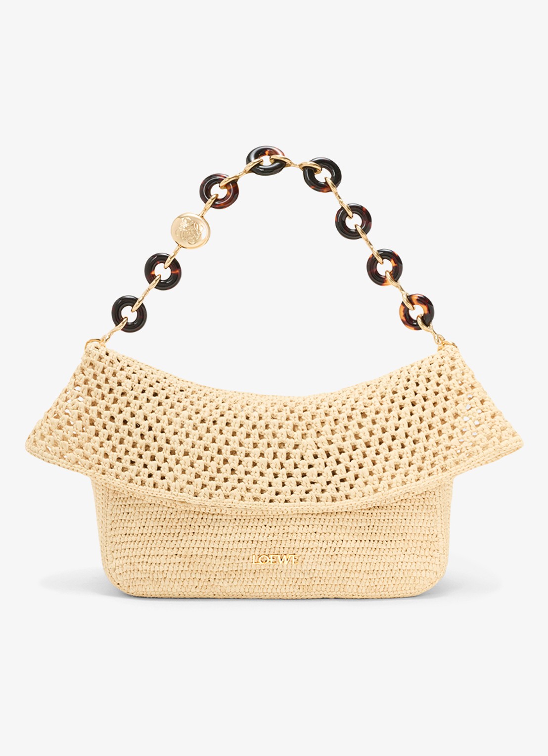 LOEWE Ola Medium schoudertas van raffia - detail 2 beige
