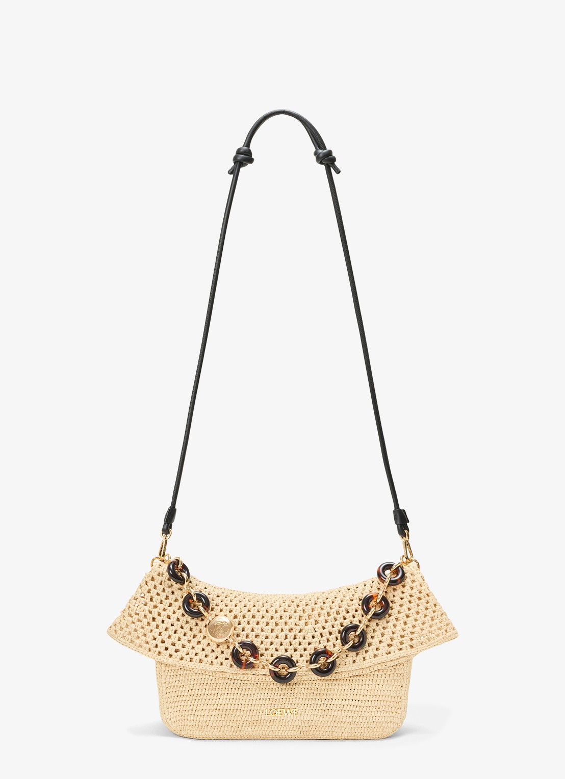LOEWE Ola Medium schoudertas van raffia - detail 3 beige