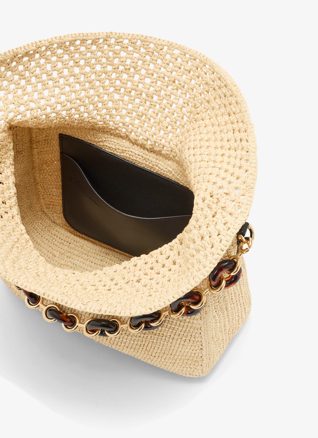 LOEWE Ola Medium schoudertas van raffia - detail 4 beige