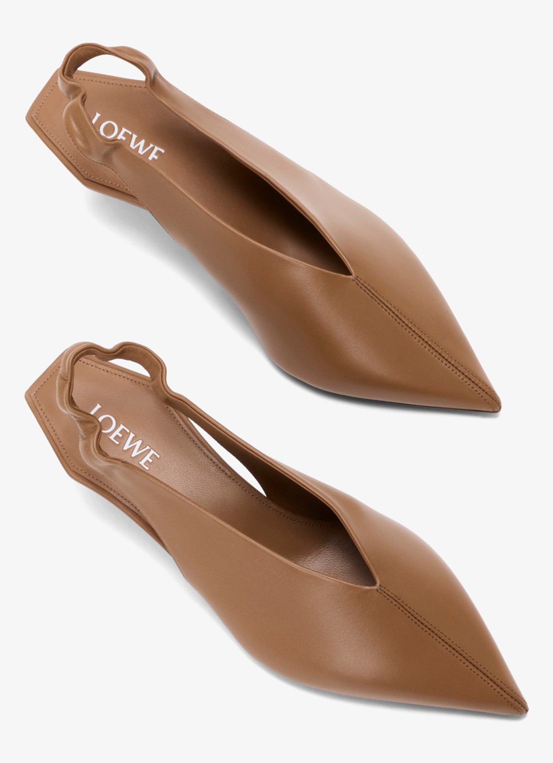 LOEWE Origami Cubic slingback van lamsleer - detail 3 bruin