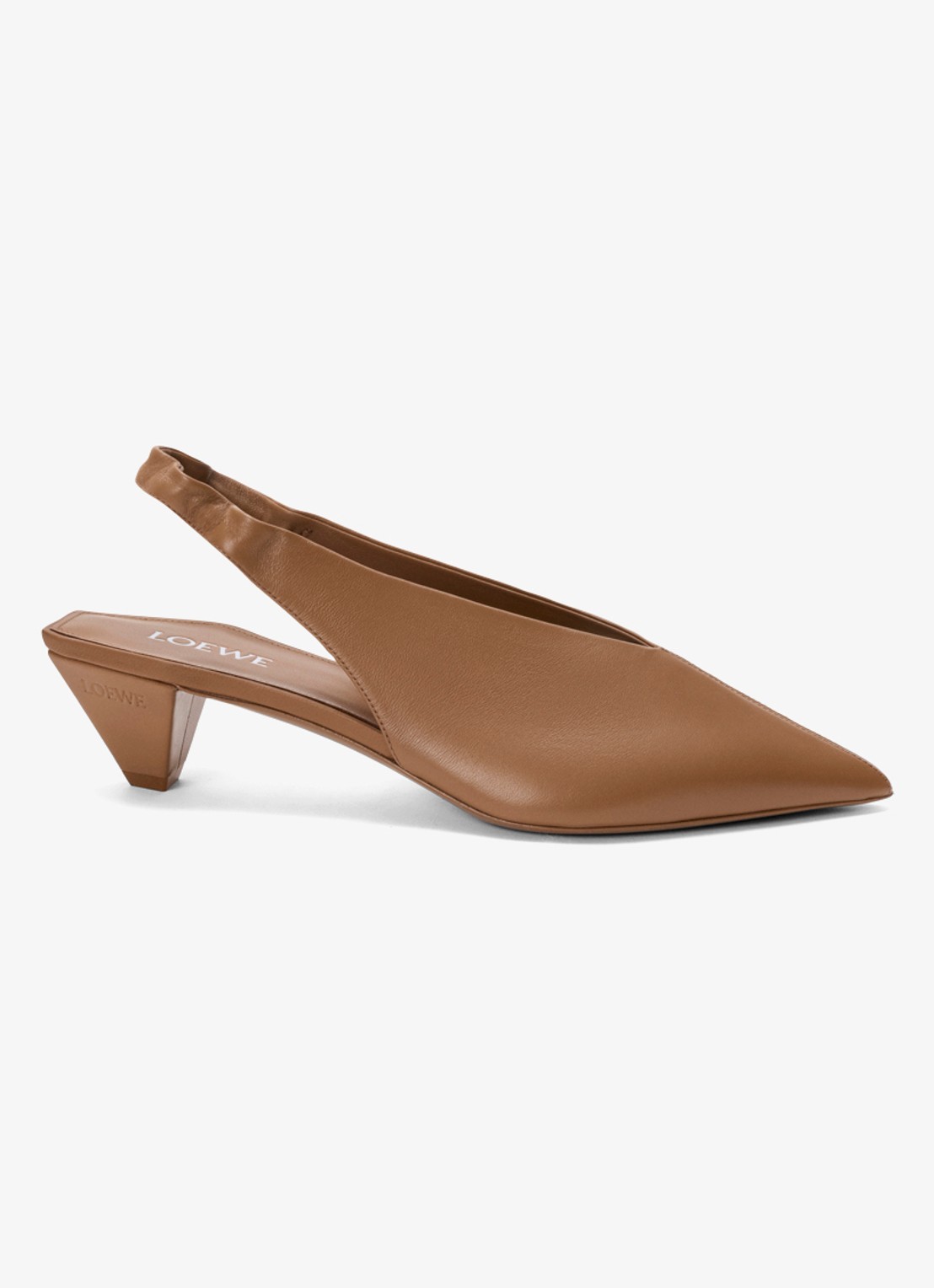 LOEWE Origami Cubic slingback van lamsleer - voorkant bruin