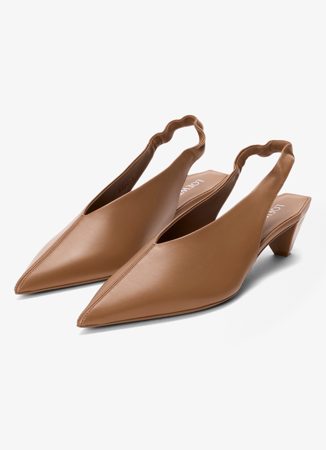 LOEWE Origami Cubic slingback van lamsleer - voorkant 2 bruin