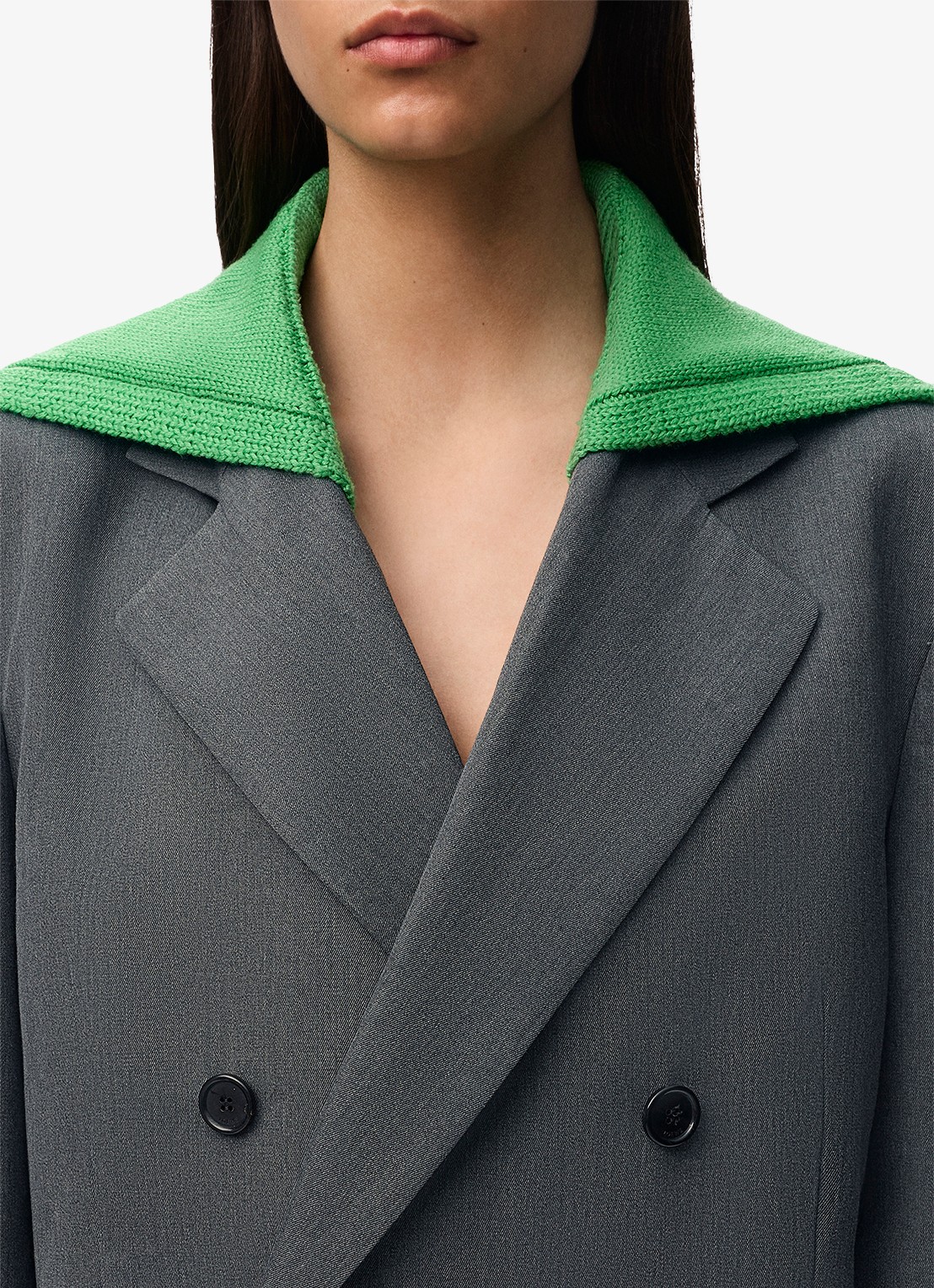 LOEWE Oversized double-breasted blazer van wol met uitneembare kraag - detail 3 grijs