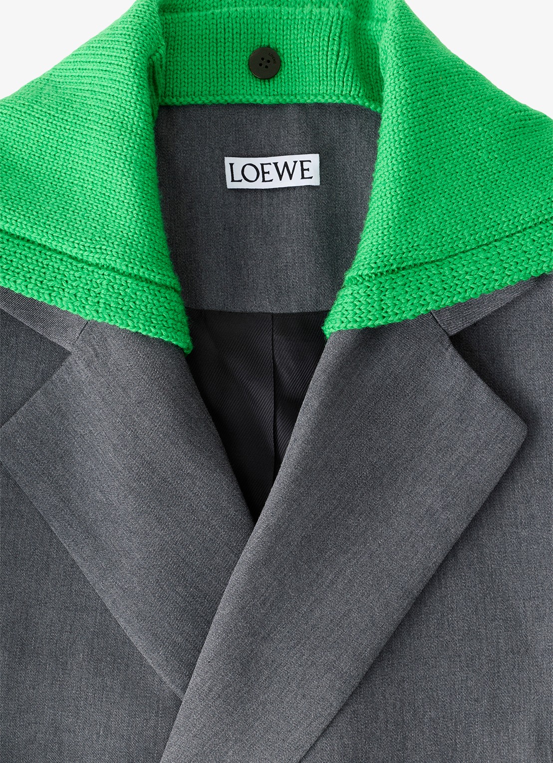 LOEWE Oversized double-breasted blazer van wol met uitneembare kraag - detail 4 grijs