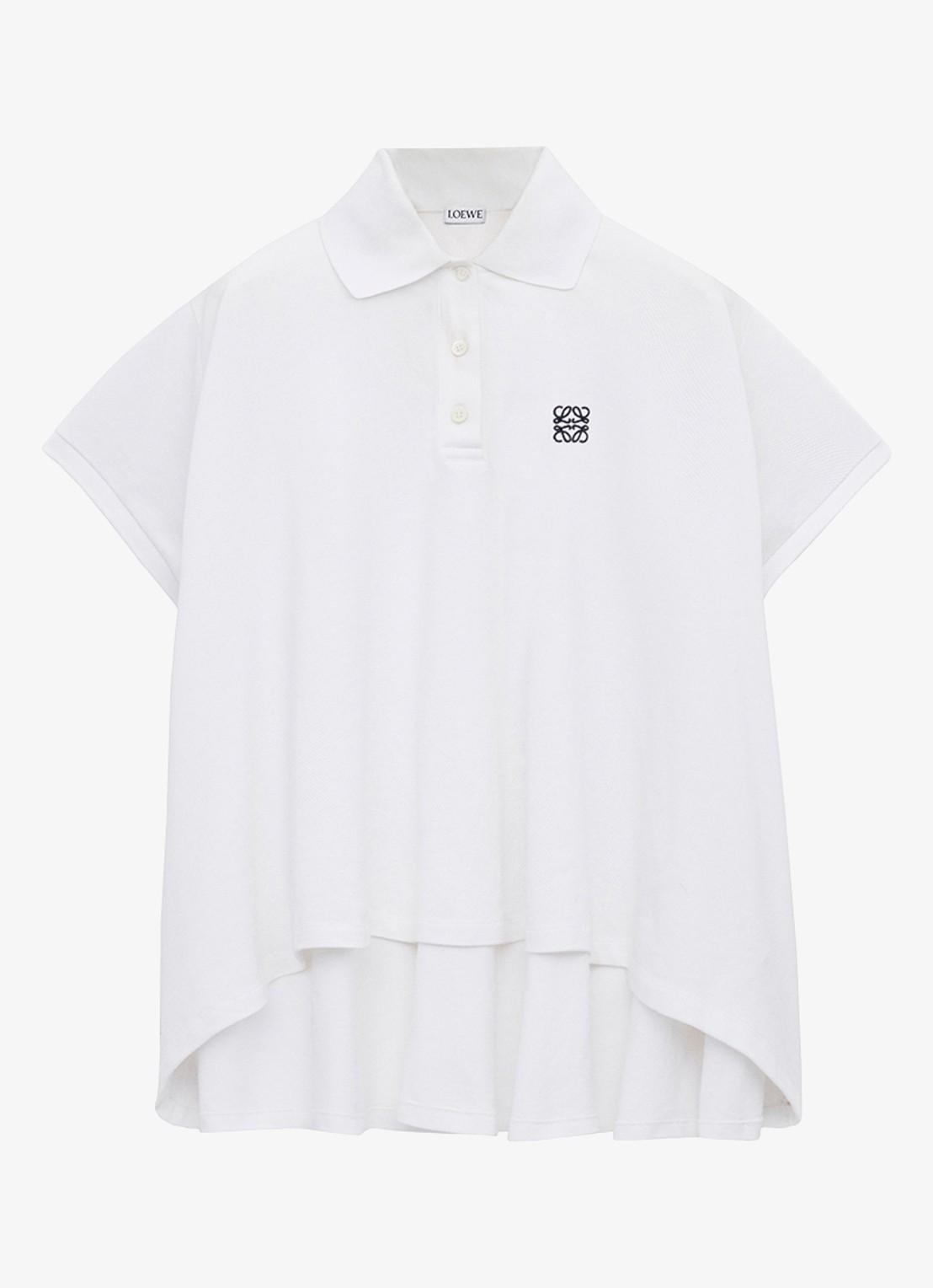 LOEWE Oversized polo met logoborduring en asymmetrische zoom - voorkant 4 wit