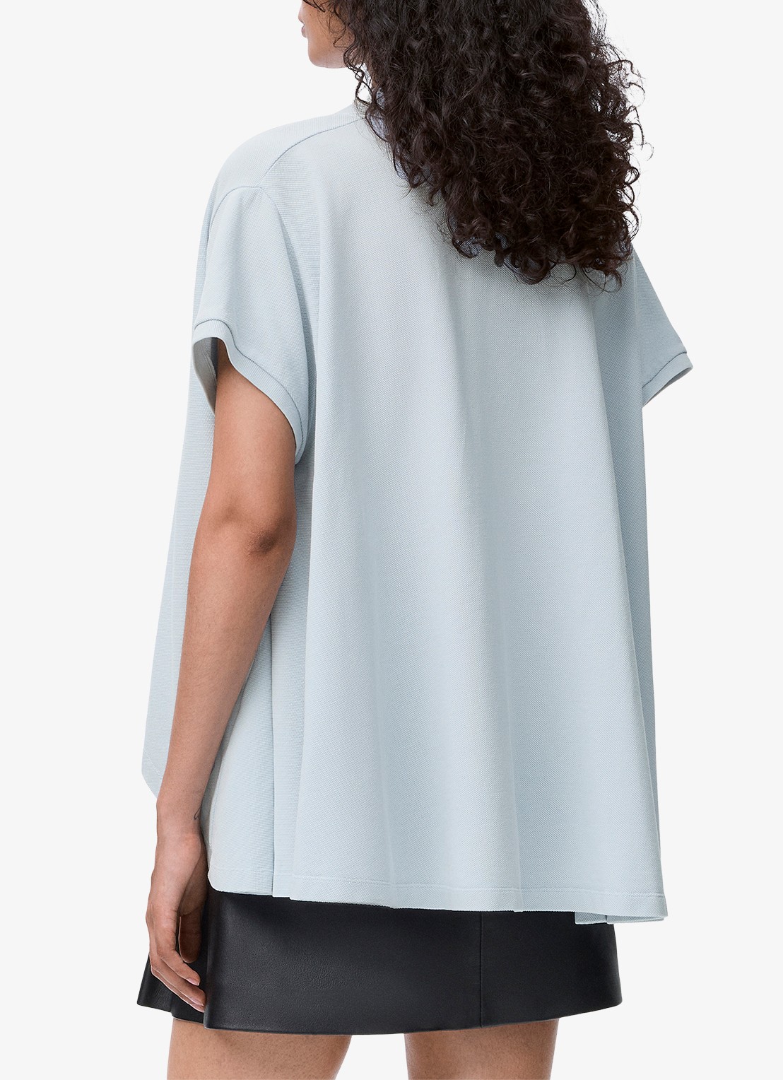 LOEWE Oversized polo met logoborduring en asymmetrische zoom - achterkant 5 lichtblauw