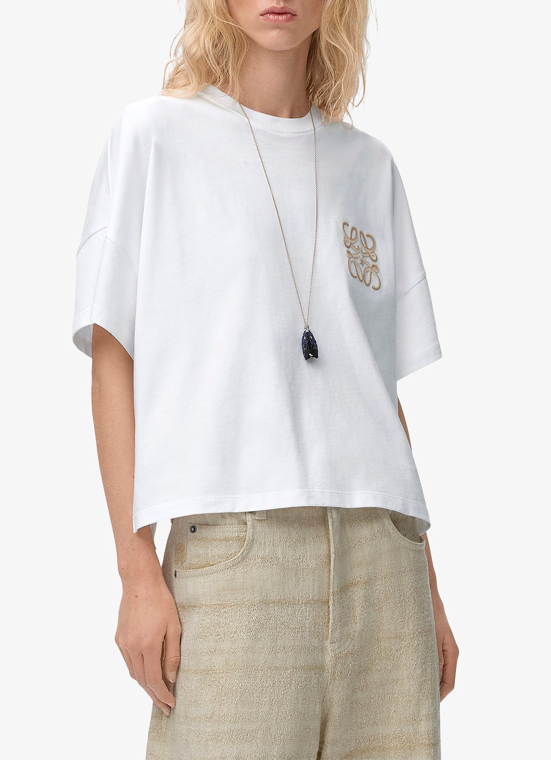 LOEWE Oversized T-shirt met logoborduring - detail 2 wit