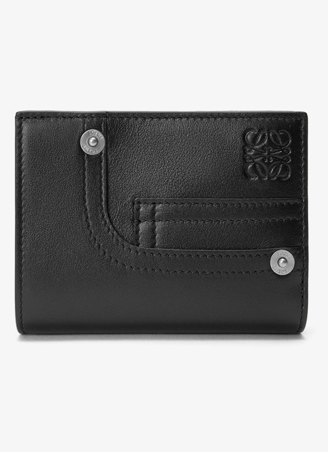 LOEWE Panta portemonnee van kalfsleer - voorkant 4 zwart