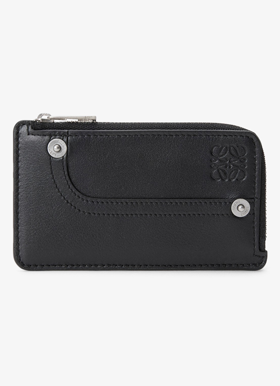 LOEWE Panta portemonnee van kalfsleer - voorkant 3 zwart