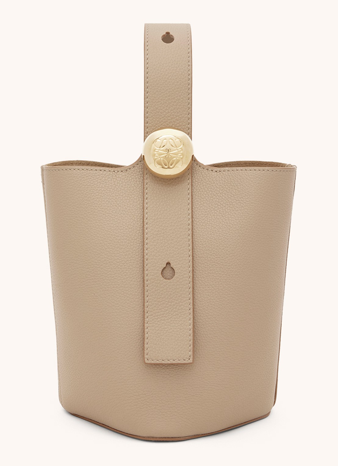LOEWE Pebble Bucket Mini crossbodytas van kalfsleer - voorkant beige