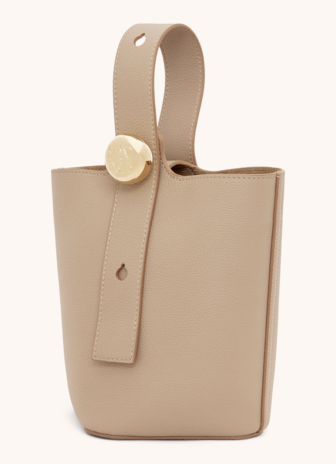 LOEWE Pebble Bucket Mini crossbodytas van kalfsleer - voorkant 2 beige