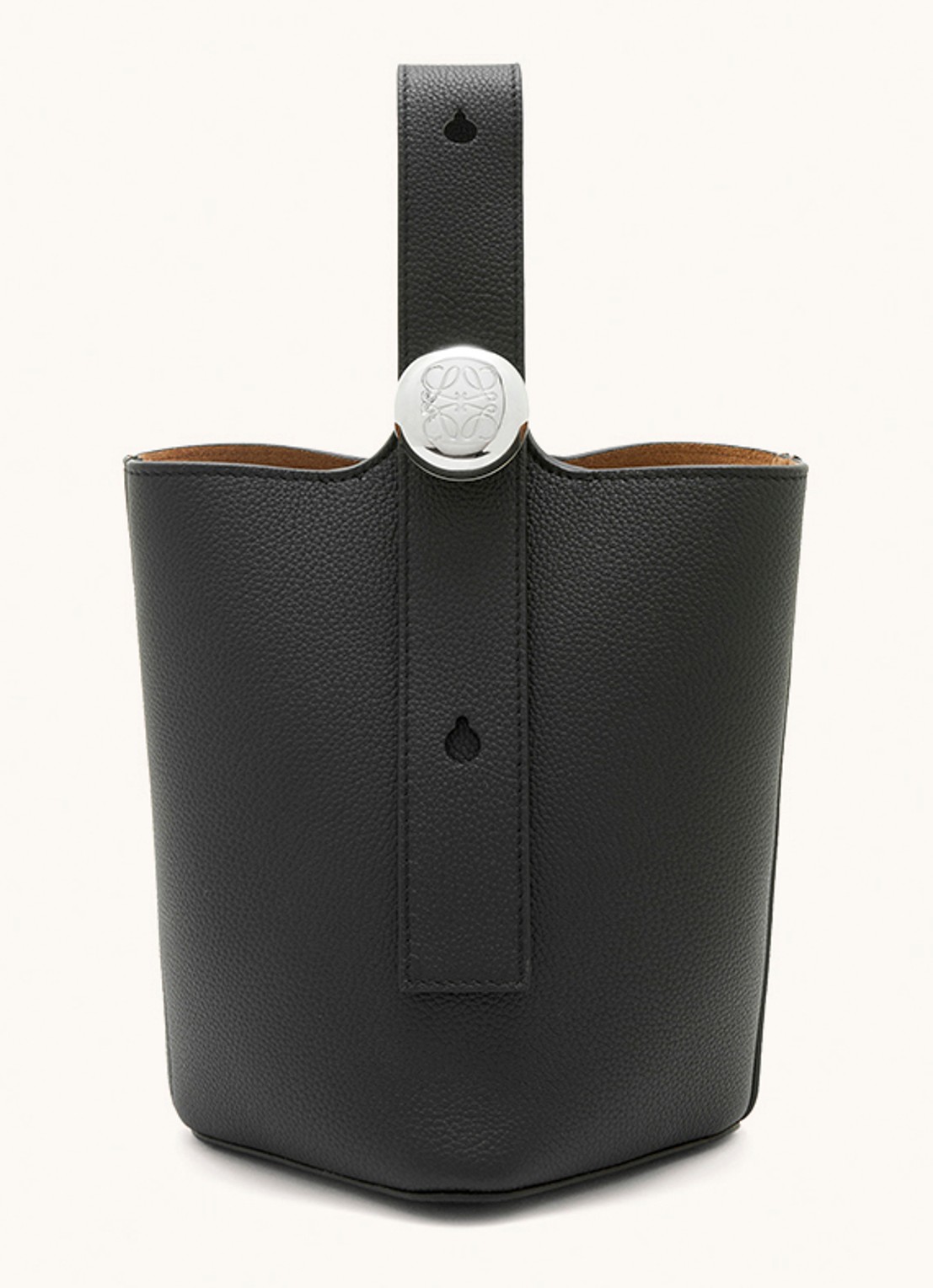 LOEWE Pebble Bucket Mini crossbodytas van kalfsleer - voorkant zwart