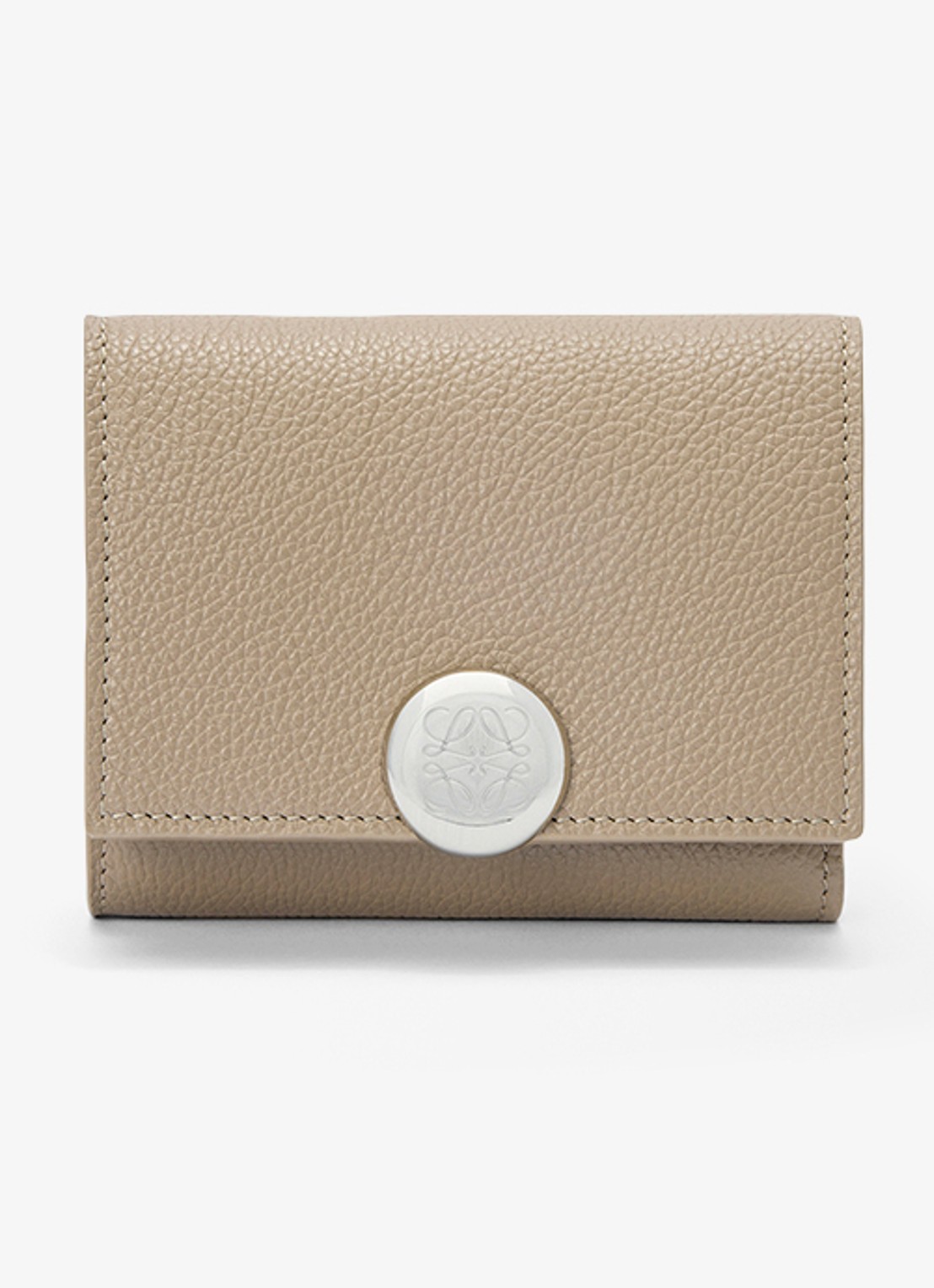 LOEWE Pebble portemonnee van kalfsleer - voorkant 4 zand