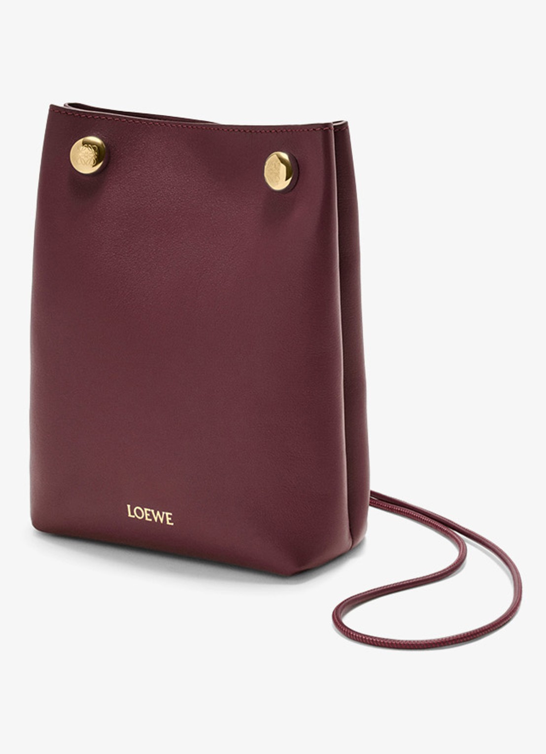 LOEWE Pebble Pouch crossbodytas van leer - detail 4 bordeauxrood