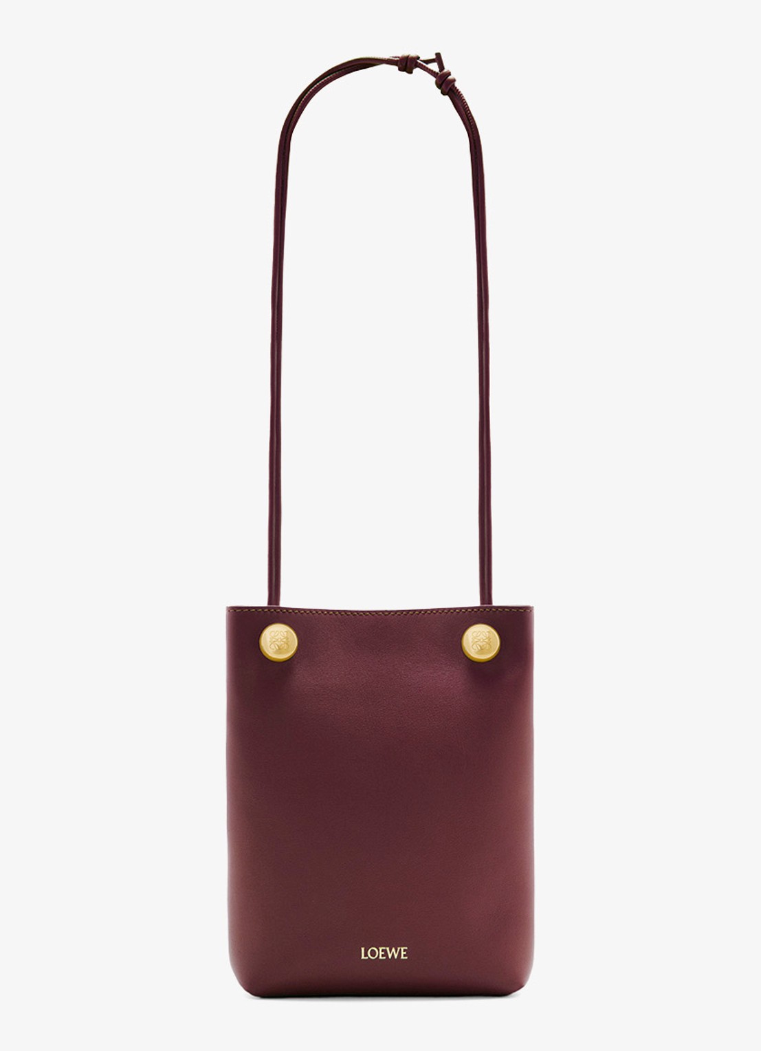 LOEWE Pebble Pouch crossbodytas van leer - detail 8 bordeauxrood