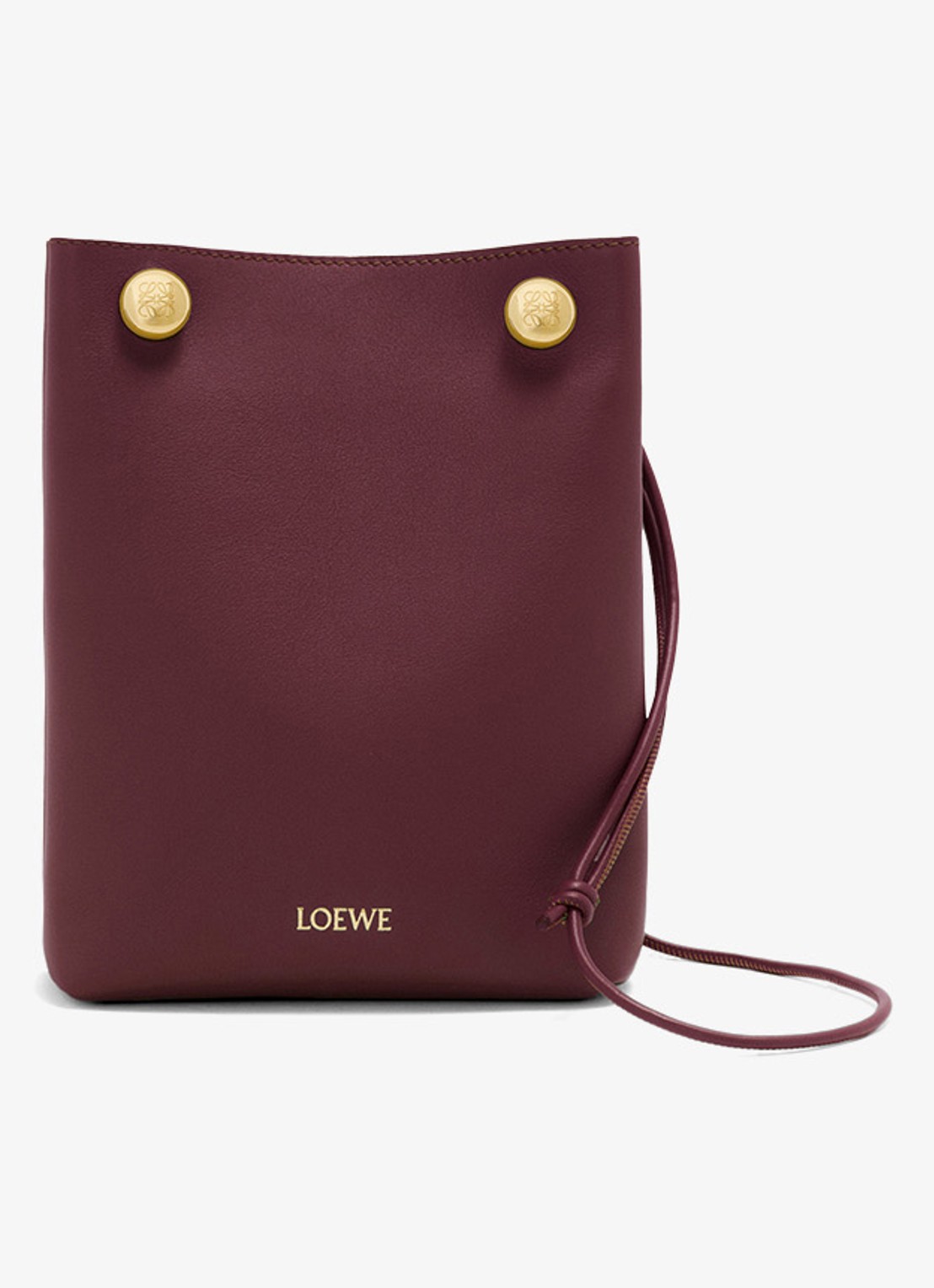 LOEWE Pebble Pouch crossbodytas van leer - voorkant bordeauxrood