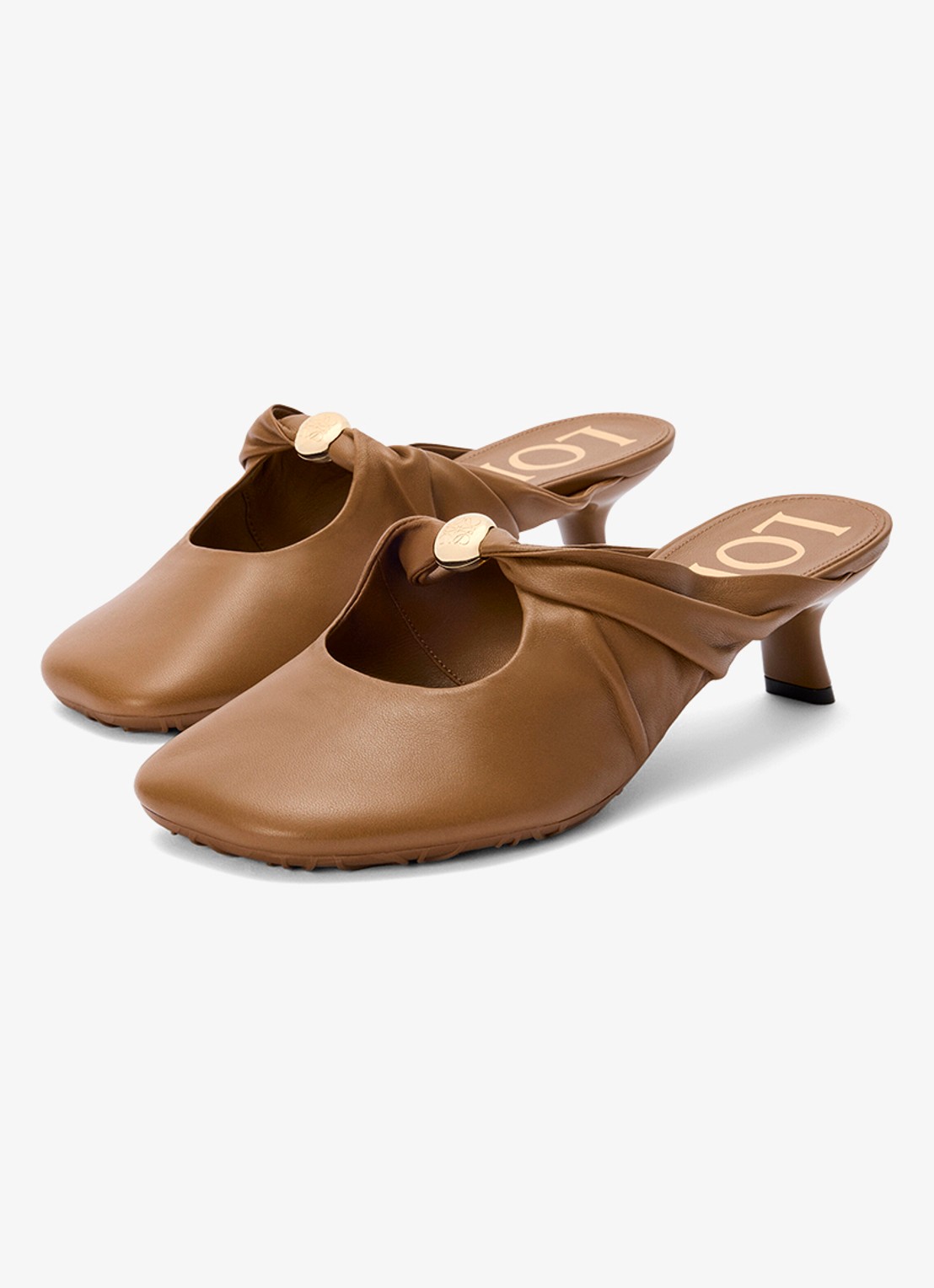 LOEWE Pebble Soft 45 muiltje van lamsleer - detail 3 bruin