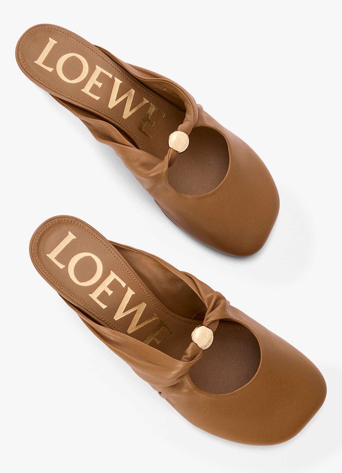 LOEWE Pebble Soft 45 muiltje van lamsleer - detail 4 bruin