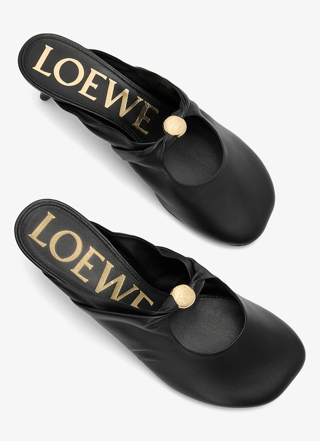 LOEWE Pebble Soft 45 muiltje van lamsleer - detail 4 zwart