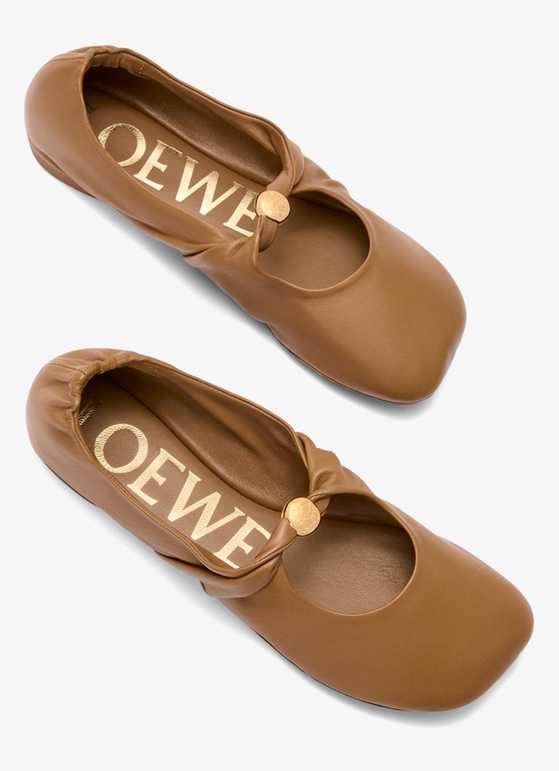 LOEWE Pebble Soft ballerina van lamsleer - detail 4 bruin
