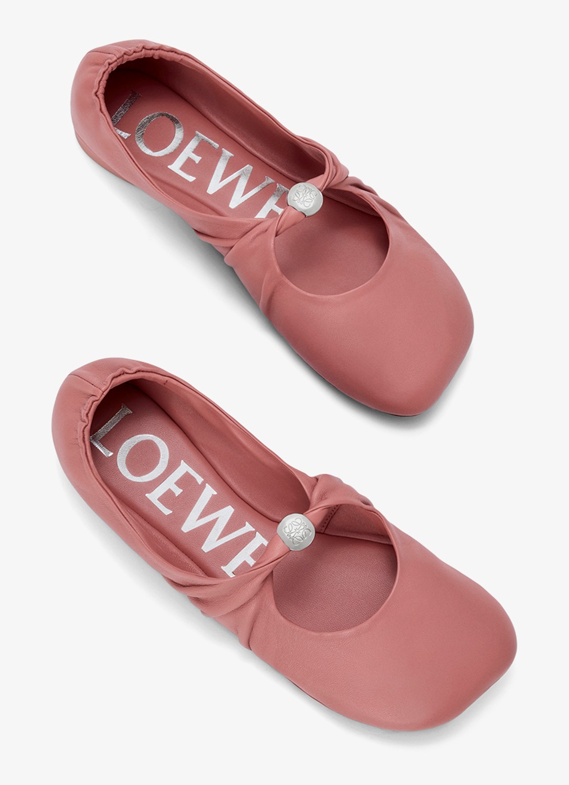 LOEWE Pebble Soft ballerina van lamsleer - detail 4 oudroze