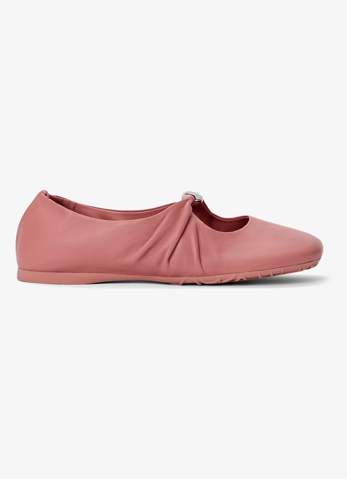 LOEWE Pebble Soft ballerina van lamsleer - voorkant oudroze