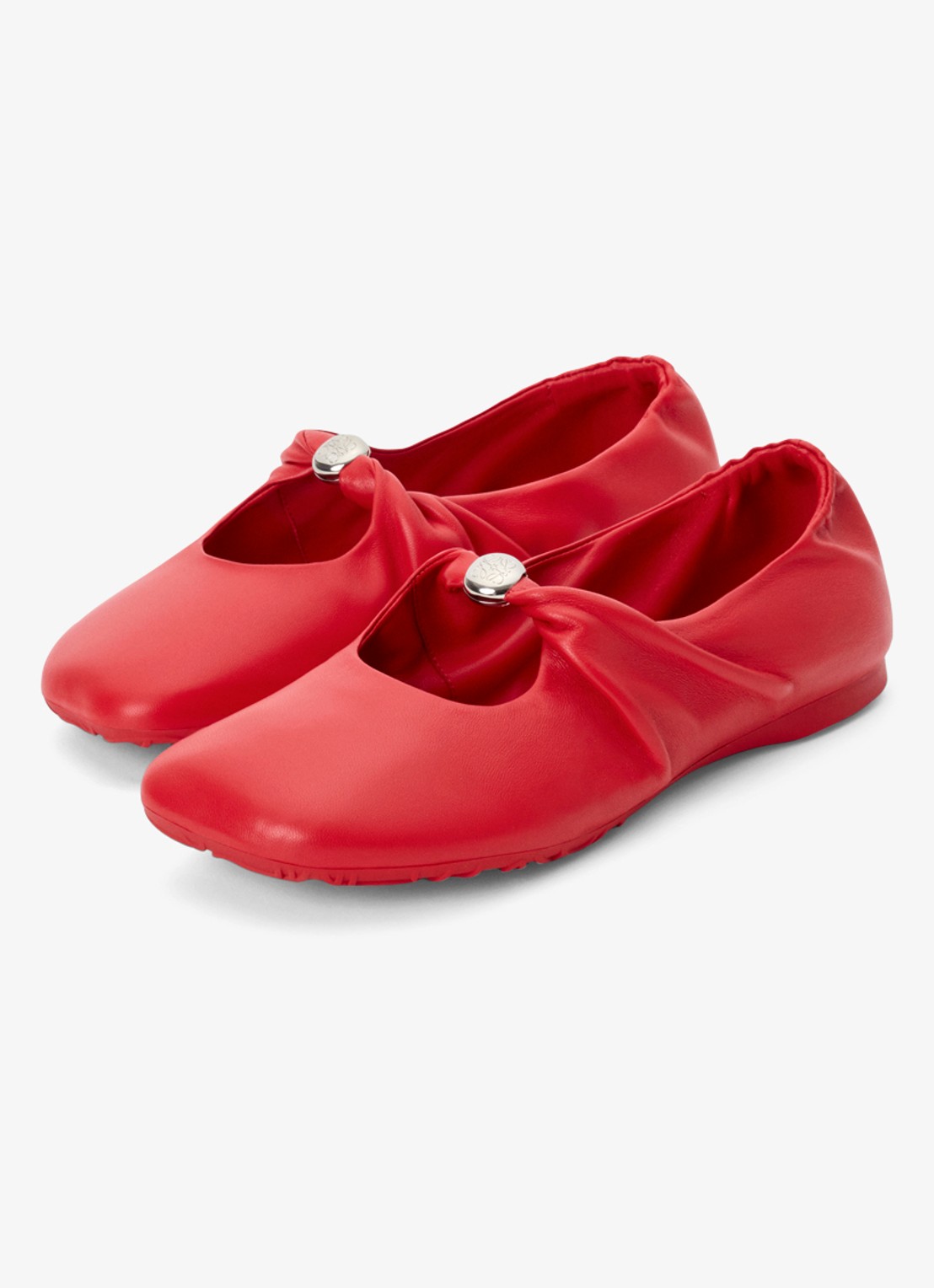 LOEWE Pebble Soft ballerina van lamsleer - detail rood