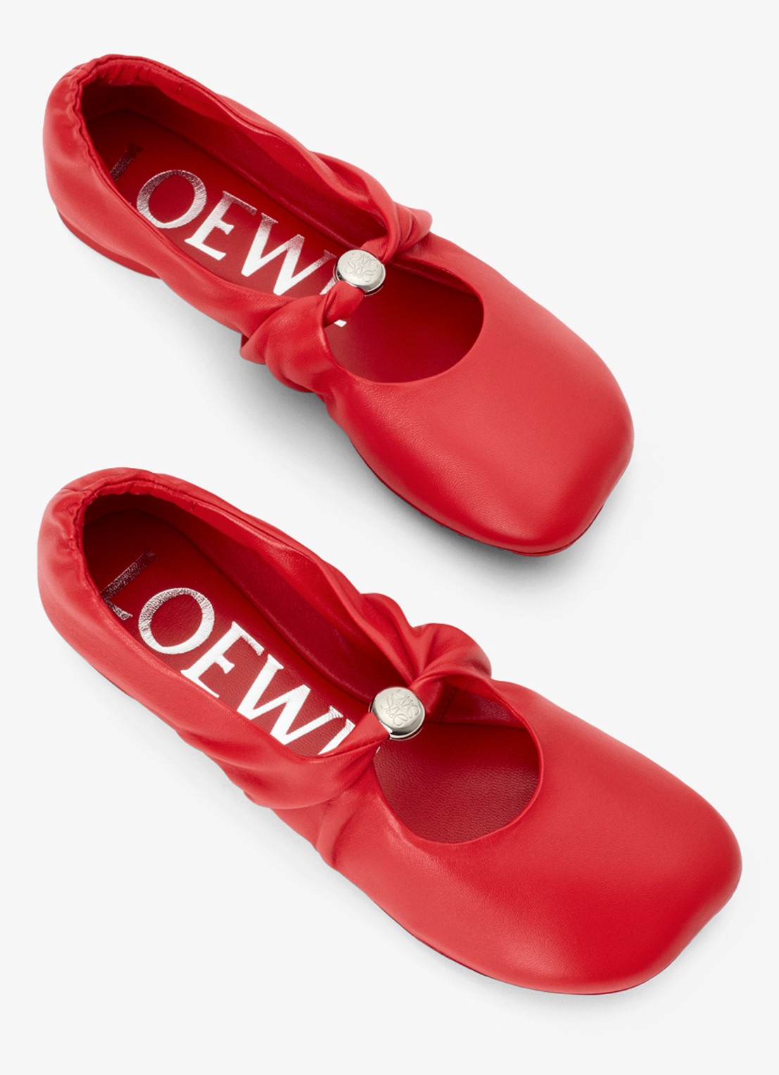 LOEWE Pebble Soft ballerina van lamsleer - detail 2 rood