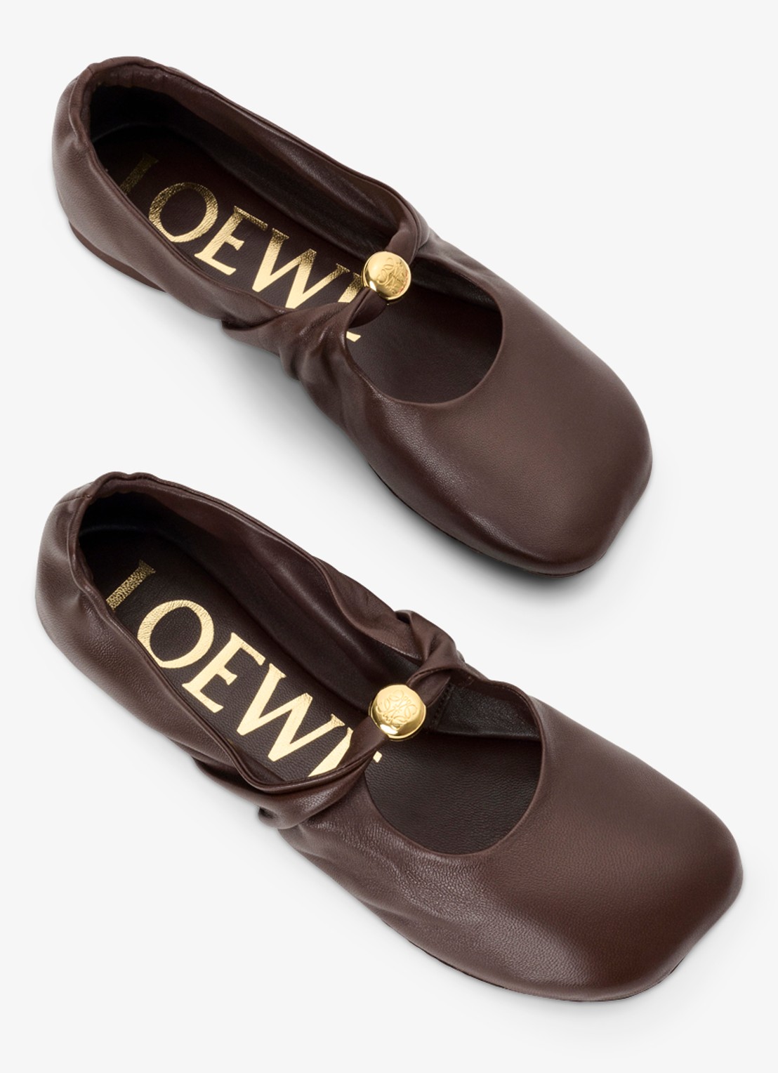 LOEWE Pebble Soft ballerina van lamsleer - detail 4 bruin