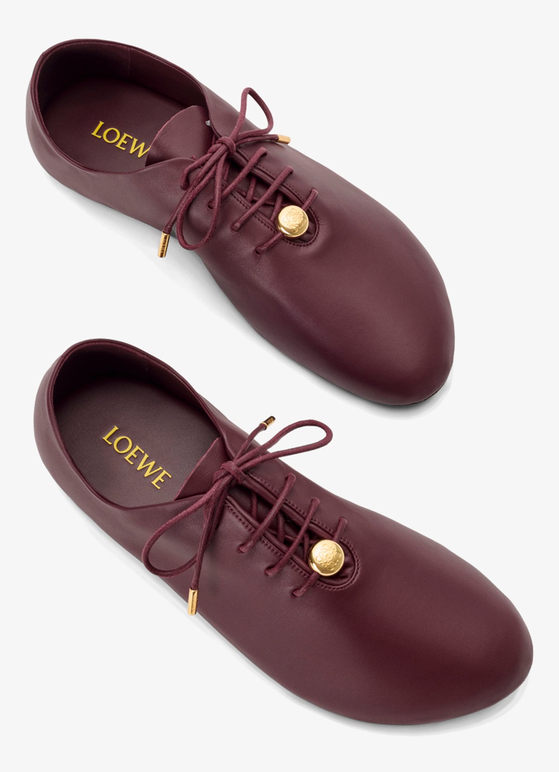 LOEWE Pebble Soft Lace-Up sneaker van kalfsleer - detail 3 donkerrood