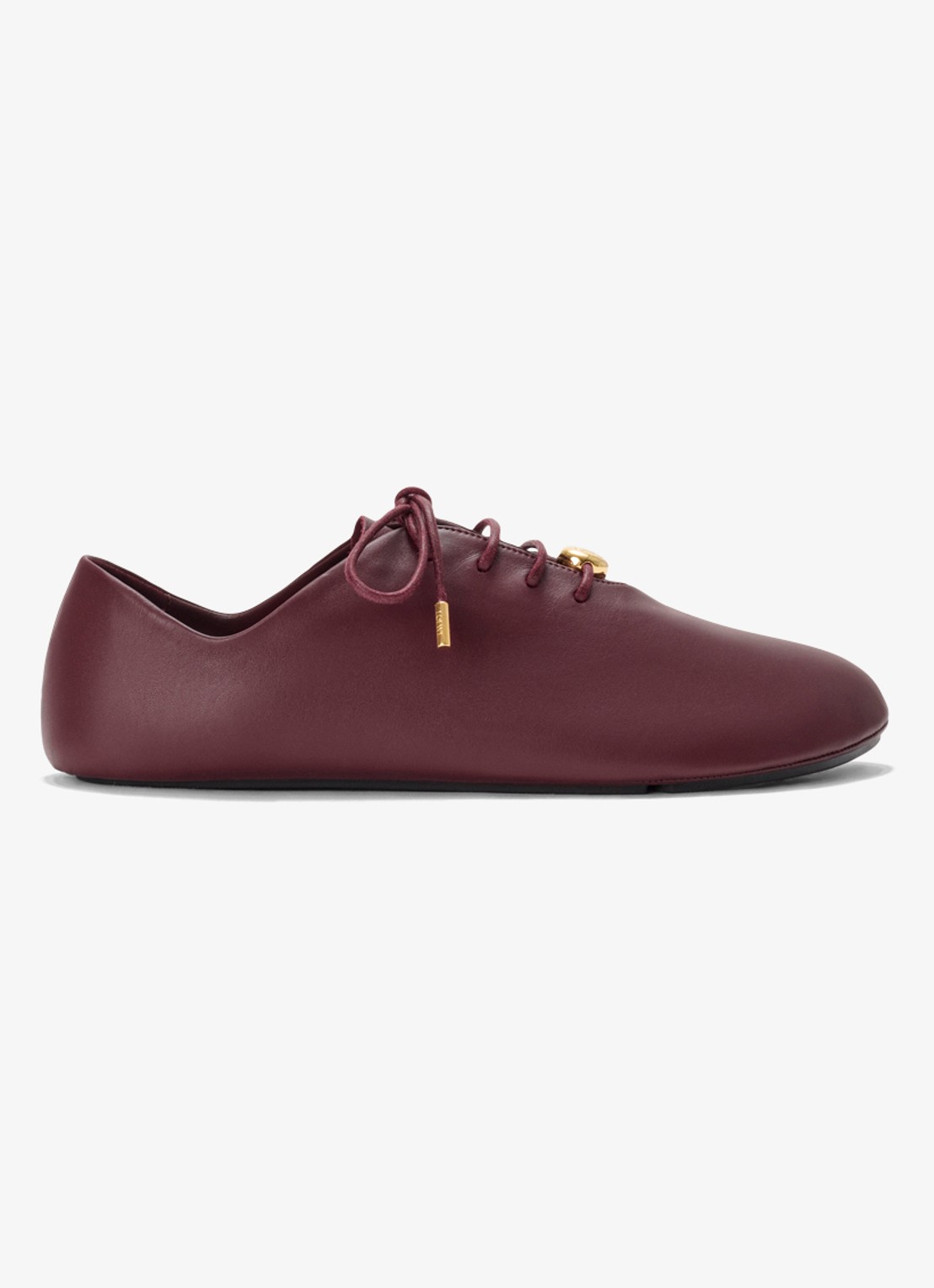 LOEWE Pebble Soft Lace-Up sneaker van kalfsleer - voorkant donkerrood