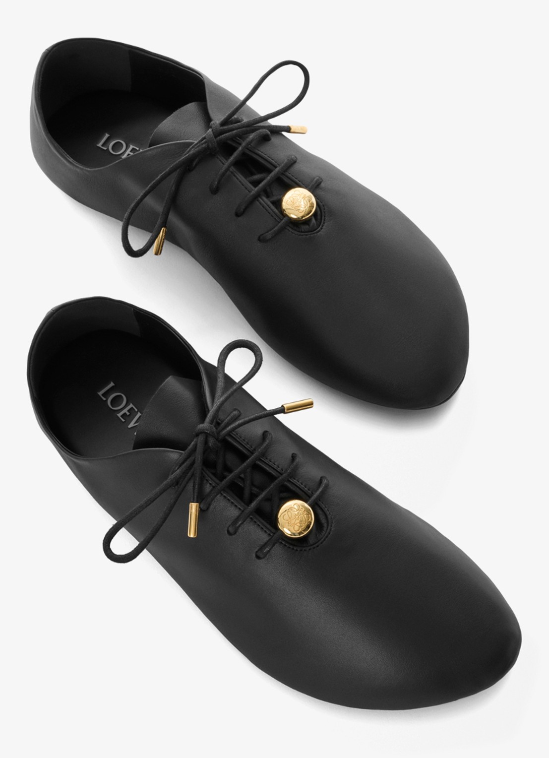 LOEWE Pebble Soft Lace-Up sneaker van kalfsleer - detail 3 zwart