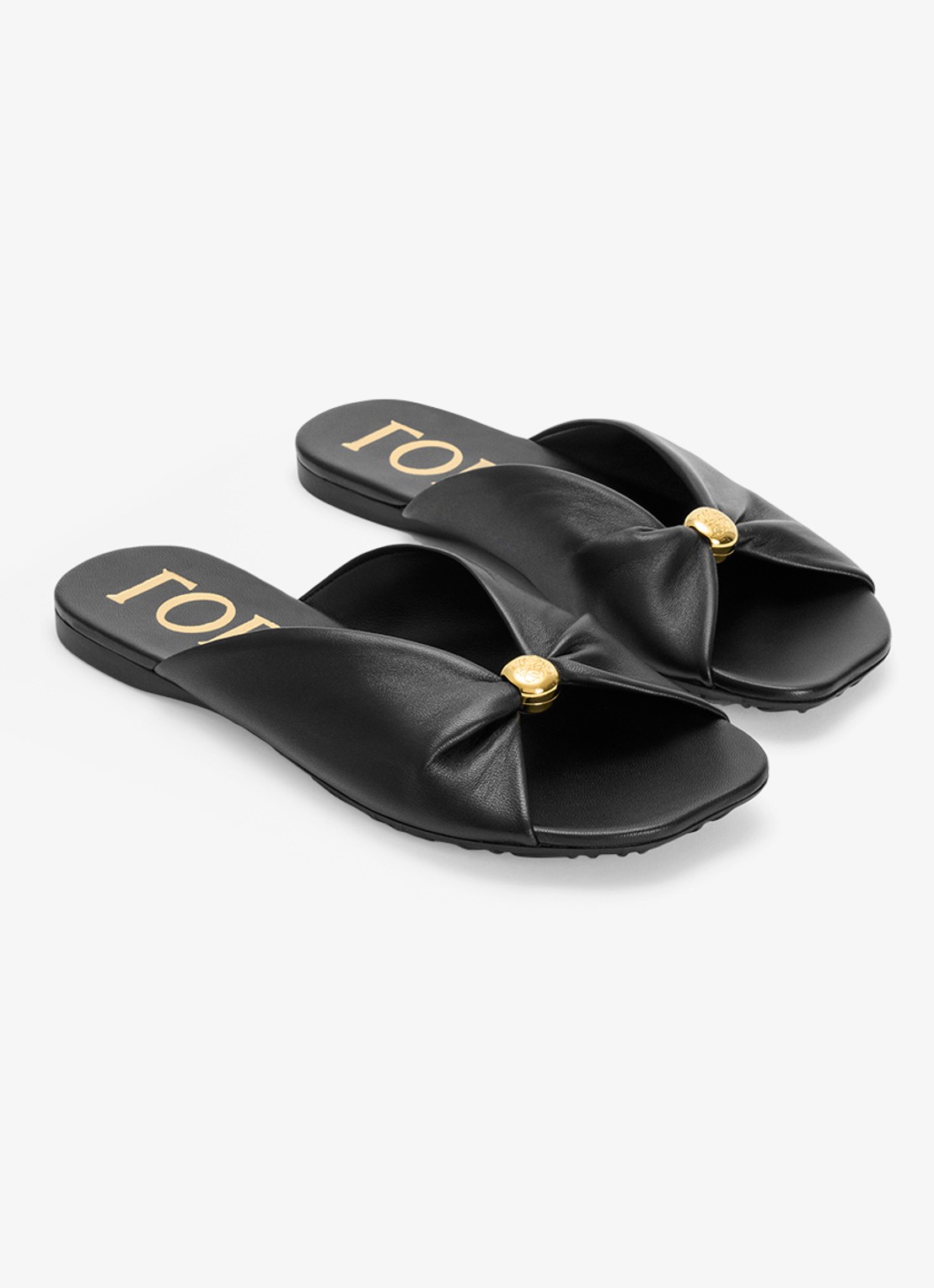 LOEWE Pebble Soft slipper van lamsleer - detail 3 zwart