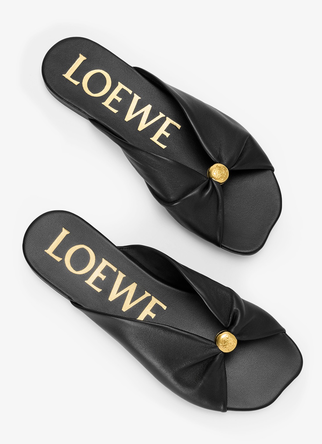 LOEWE Pebble Soft slipper van lamsleer - detail 4 zwart