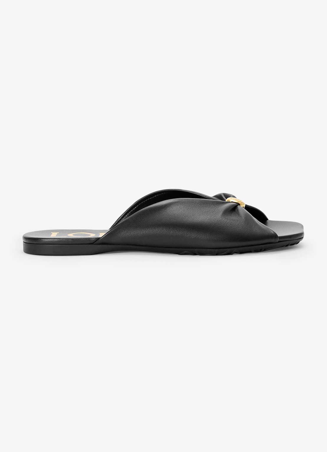 LOEWE Pebble Soft slipper van lamsleer - voorkant zwart