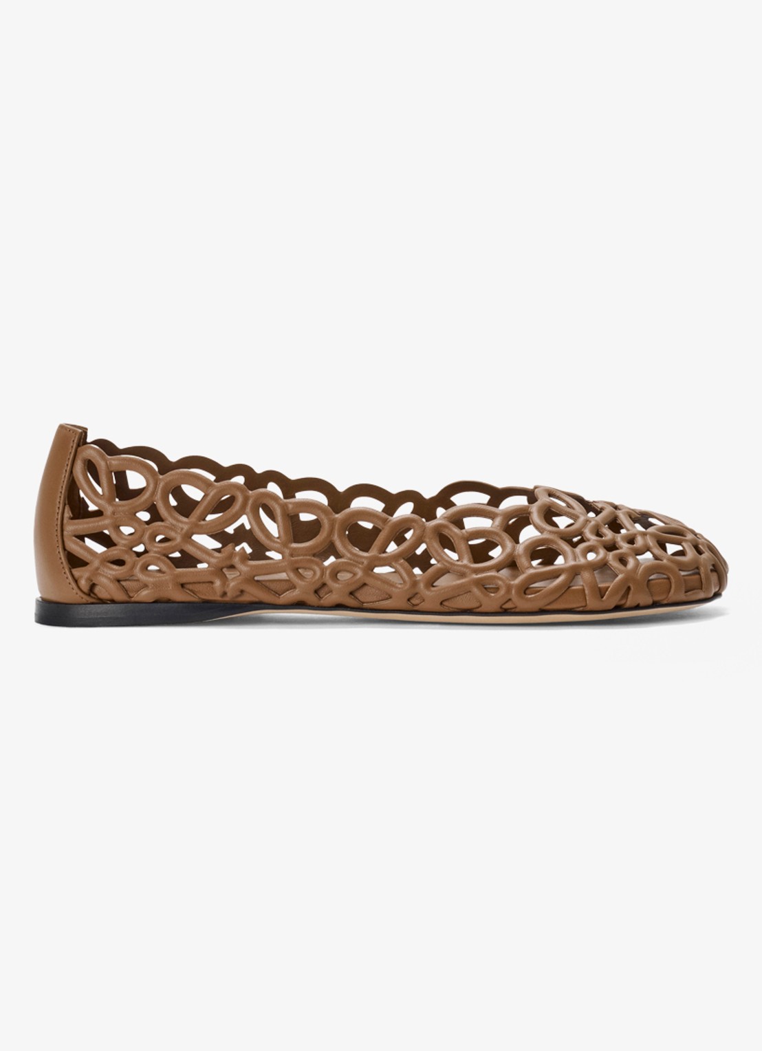 LOEWE Petal Anagram ballerina van lamsleer - voorkant 3 bruin