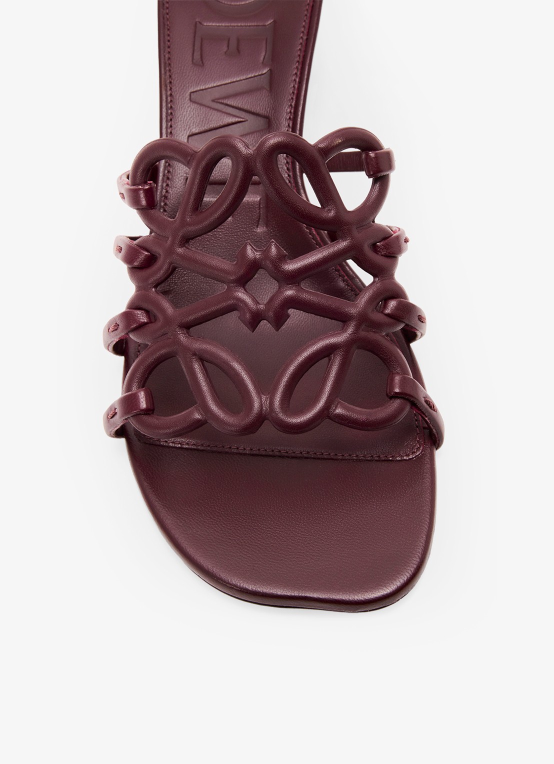 LOEWE Petal Anagram muiltje van kalfsleer - detail 4 bordeauxrood