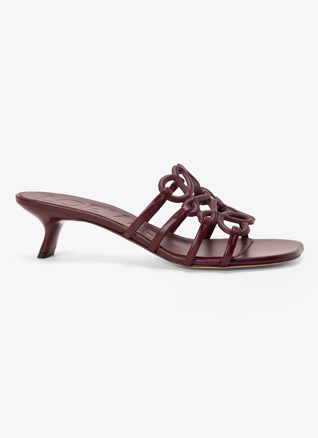 LOEWE Petal Anagram muiltje van kalfsleer - voorkant bordeauxrood