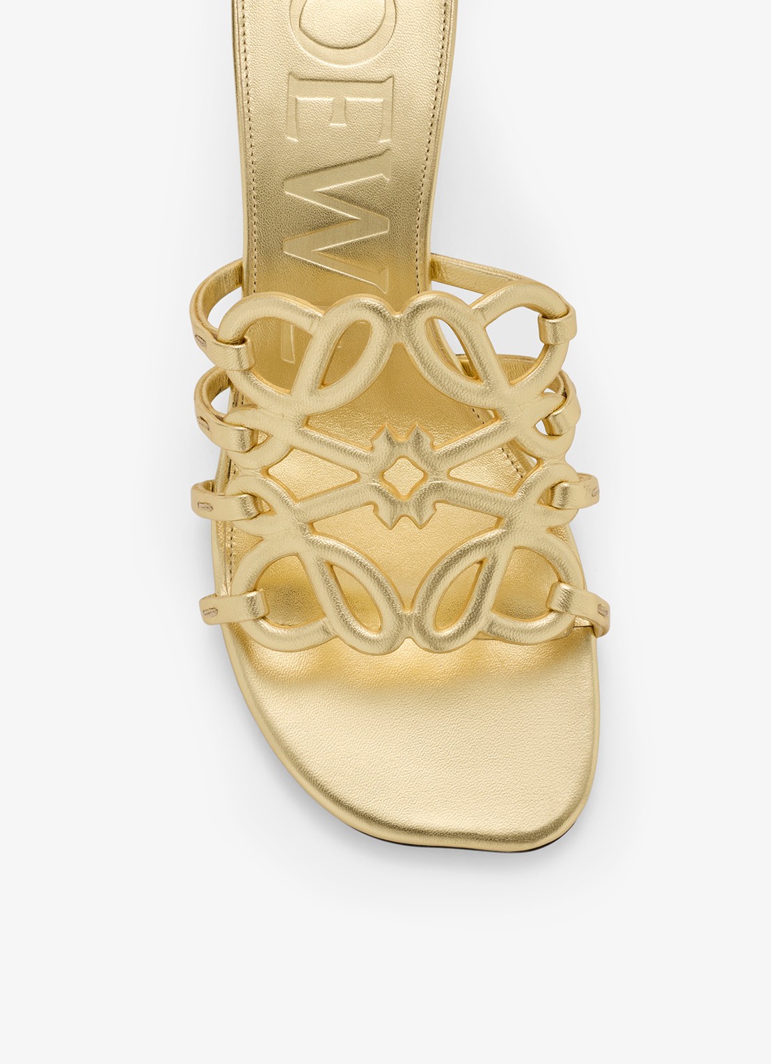 LOEWE Petal Anagram muiltje van lamsleer met metallic finish - detail 2 goud