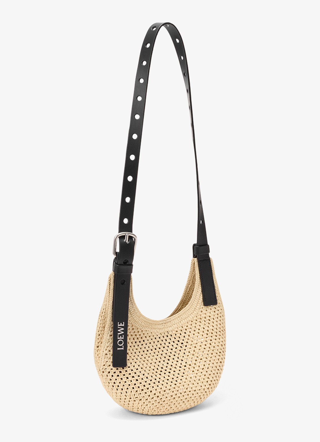 LOEWE Punch Hole Mini crossbodytas van raffia - detail 2 beige