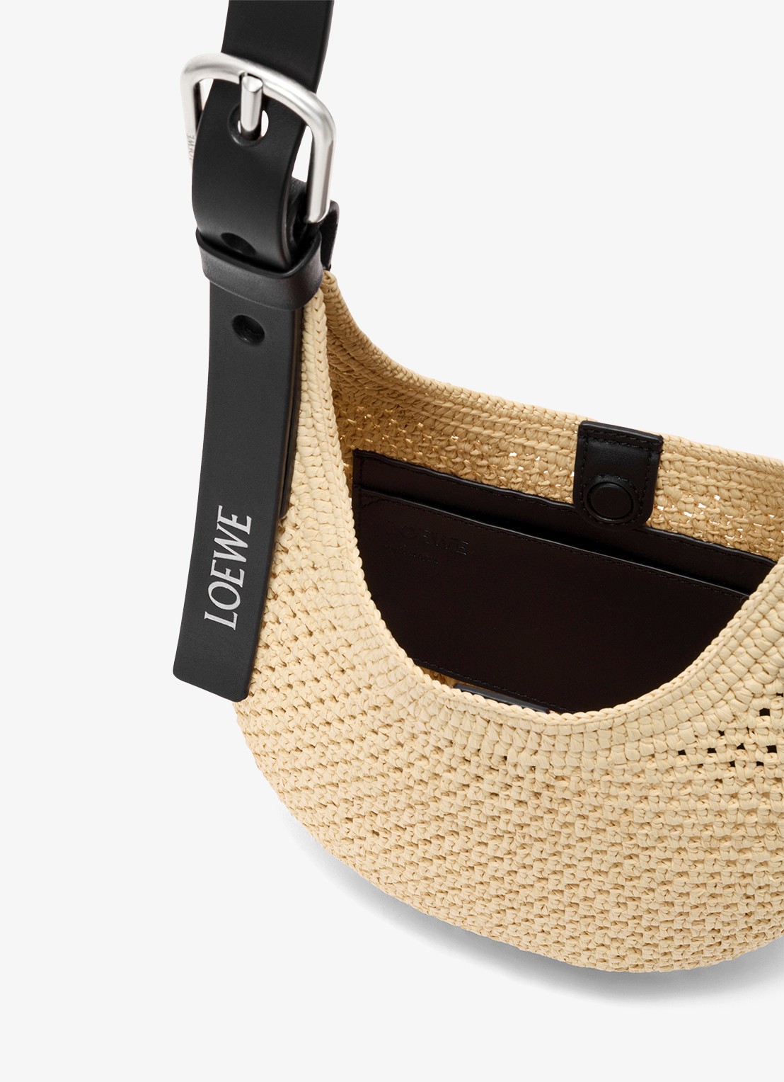 LOEWE Punch Hole Mini crossbodytas van raffia - detail 3 beige