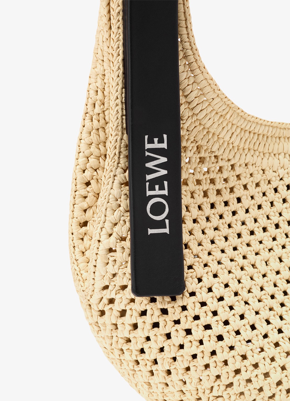 LOEWE Punch Hole Mini crossbodytas van raffia - detail 4 beige
