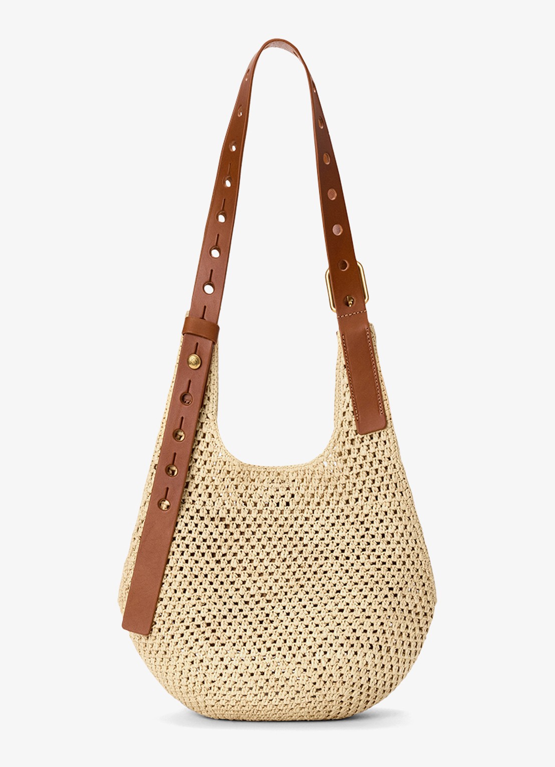 LOEWE Punch Hole Small schoudertas van raffia - achterkant 6 beige