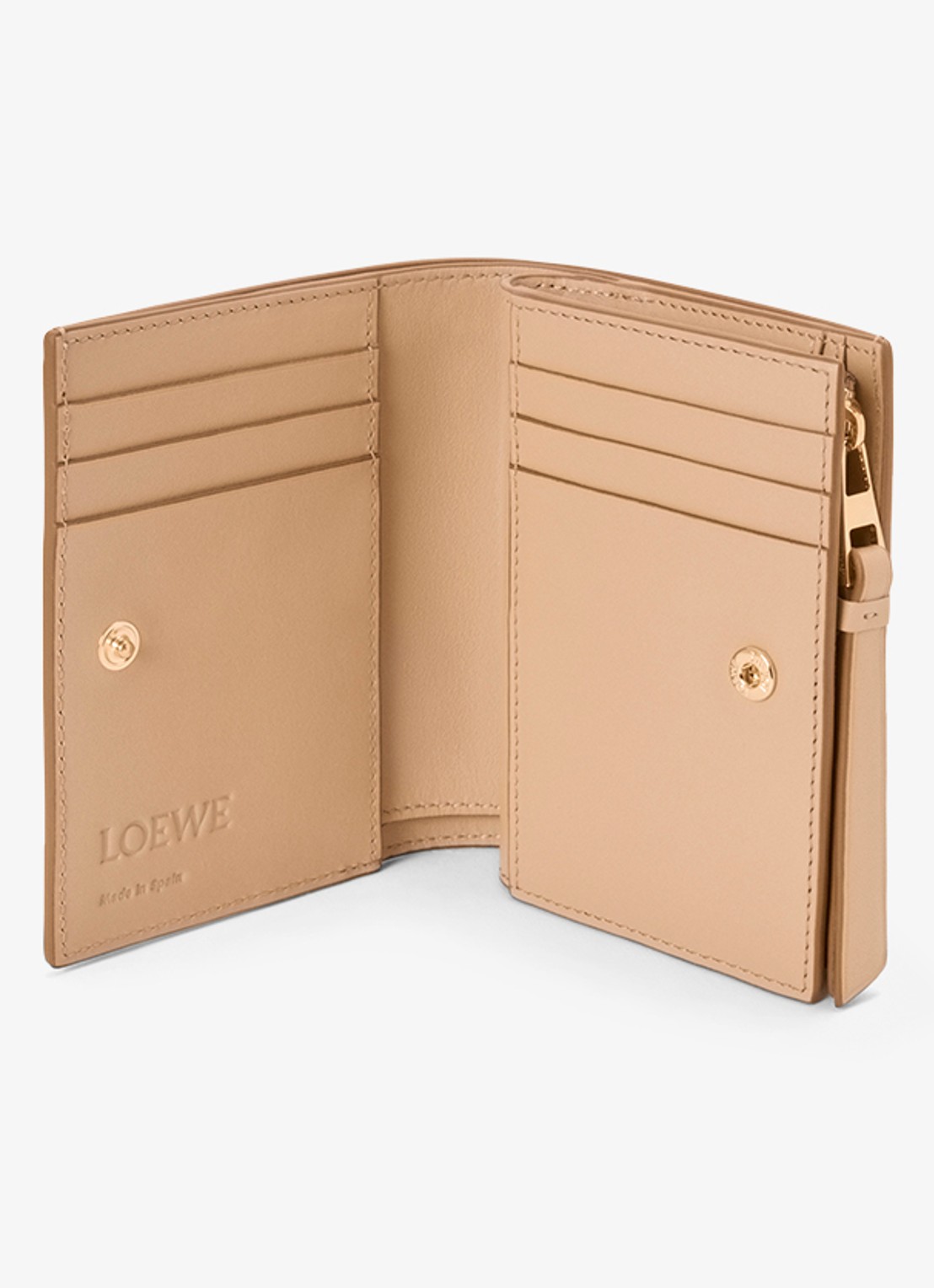 LOEWE Puzzle Compact portemonnee van kalfsleer - voorkant 2 gebroken wit