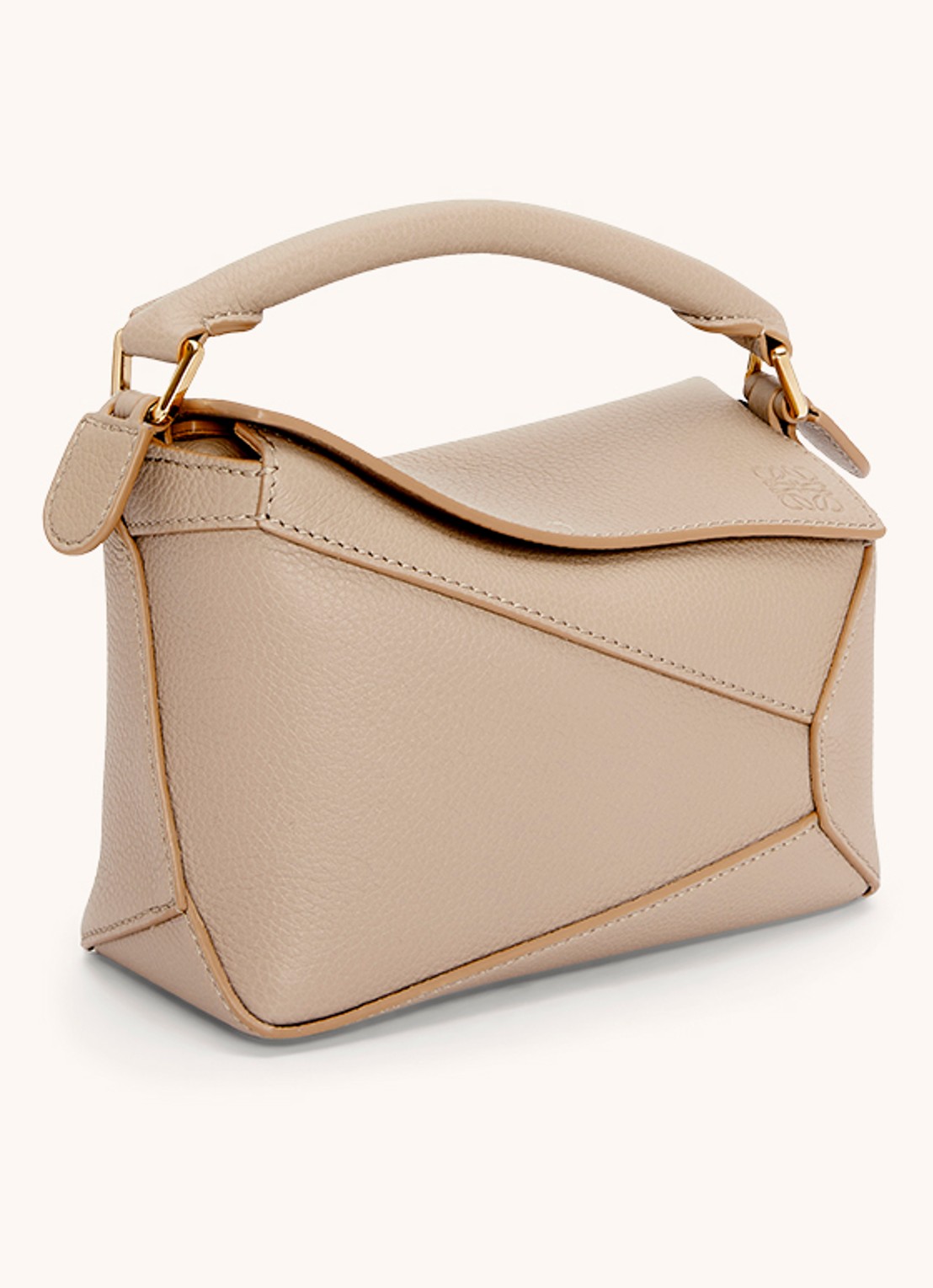 LOEWE Puzzle Edge Mini handtas van kalfsleer - achterkant 6 zand