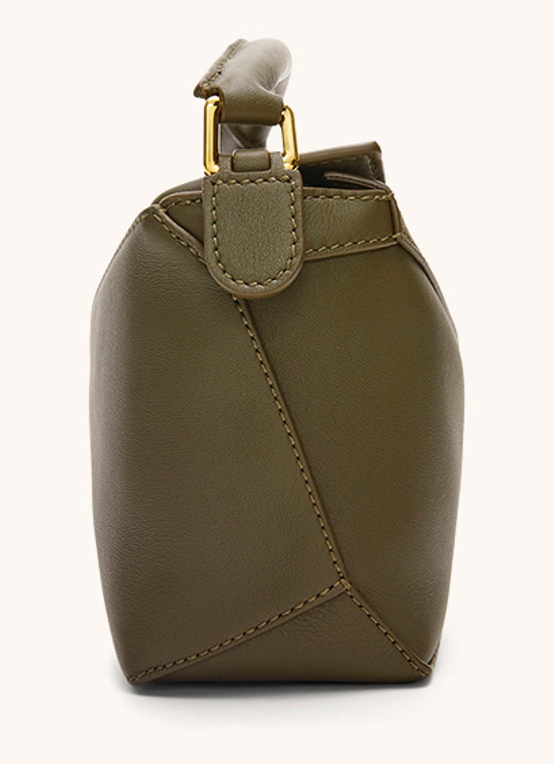 LOEWE Puzzle Edge Mini handtas van kalfsleer - detail bronsgroen