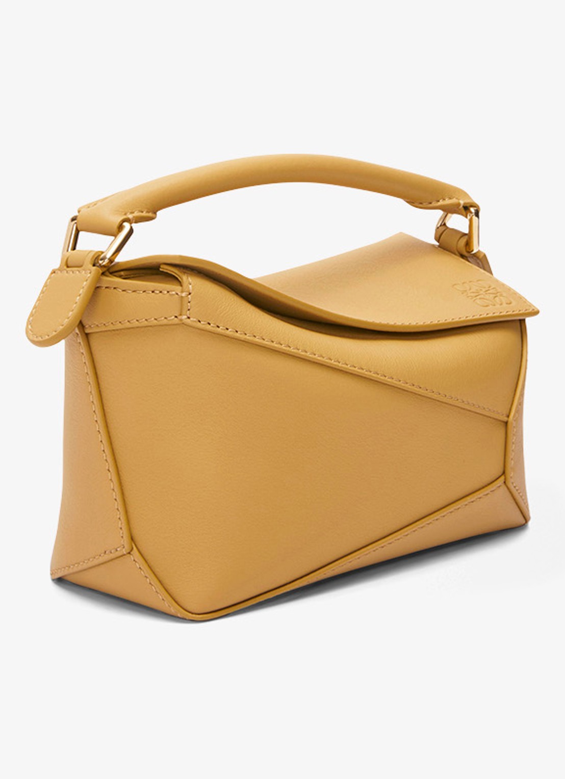 LOEWE Puzzle Edge Mini handtas van kalfsleer - detail 3 okergeel