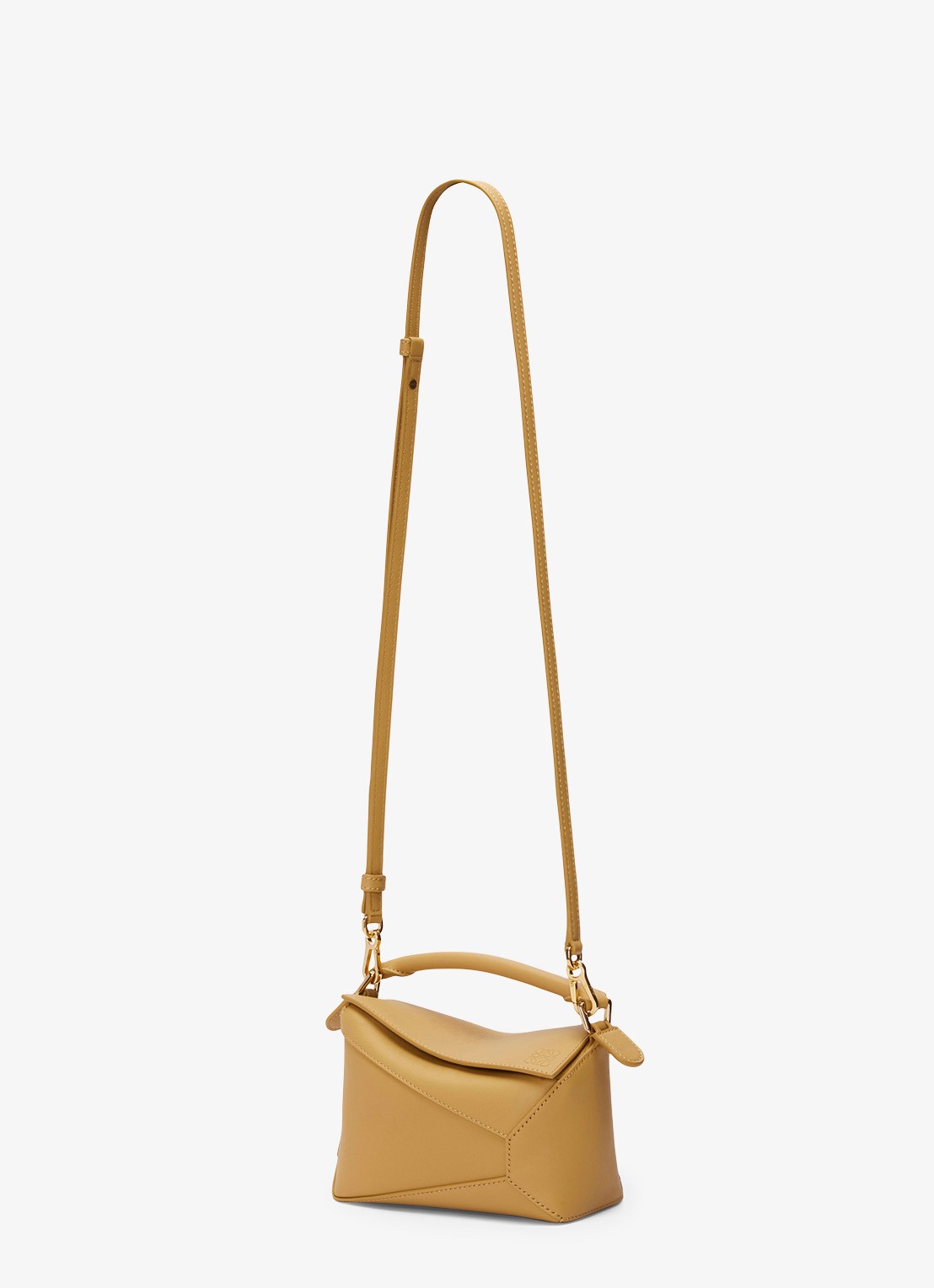 LOEWE Puzzle Edge Mini handtas van kalfsleer - detail 5 okergeel