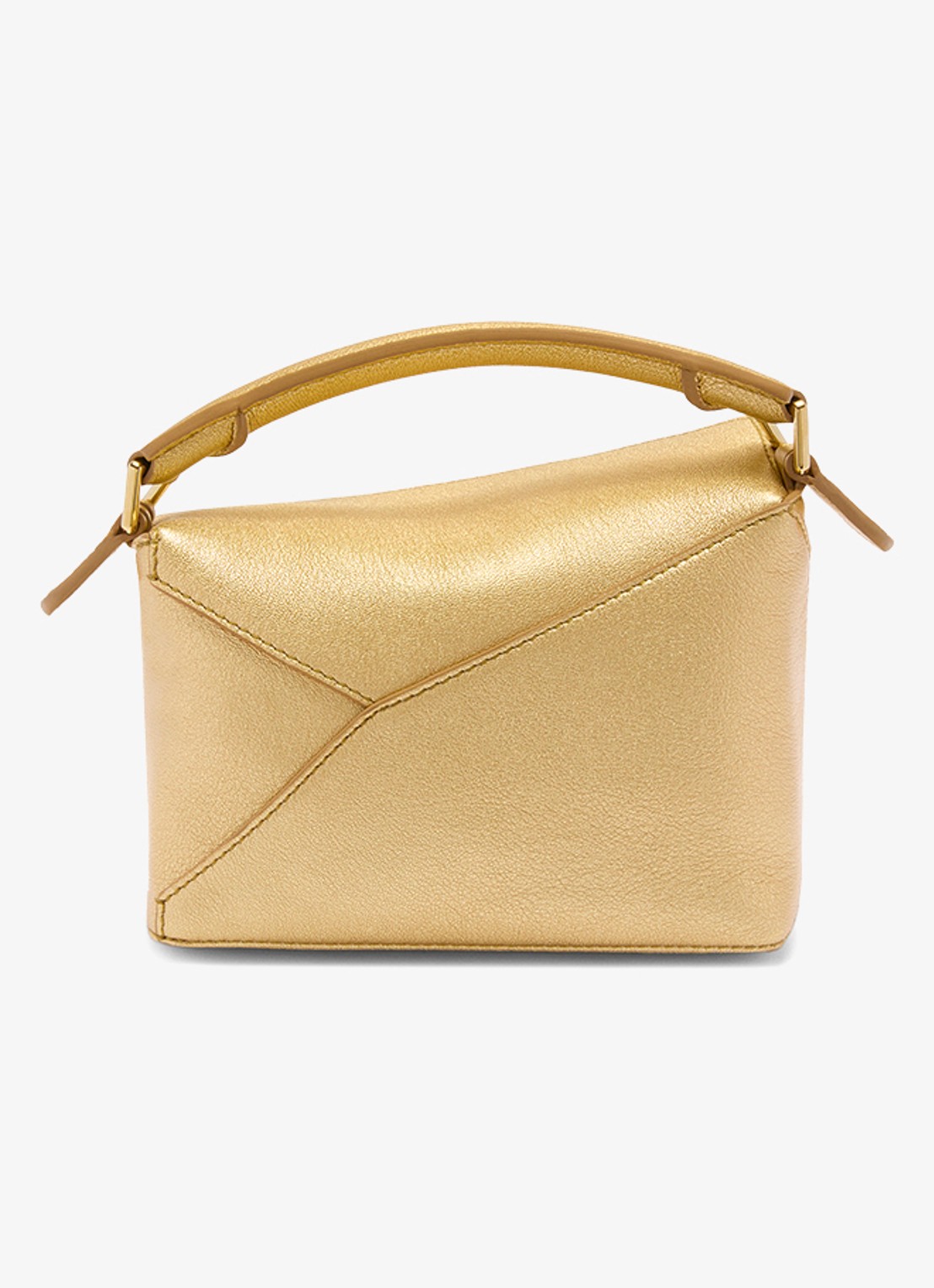 LOEWE Puzzle Edge Mini handtas van lamsleer met metallic finish - achterkant goud